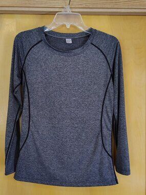 ASIA 180-185 Dark Gray Active Top with Black Stitching Small Large